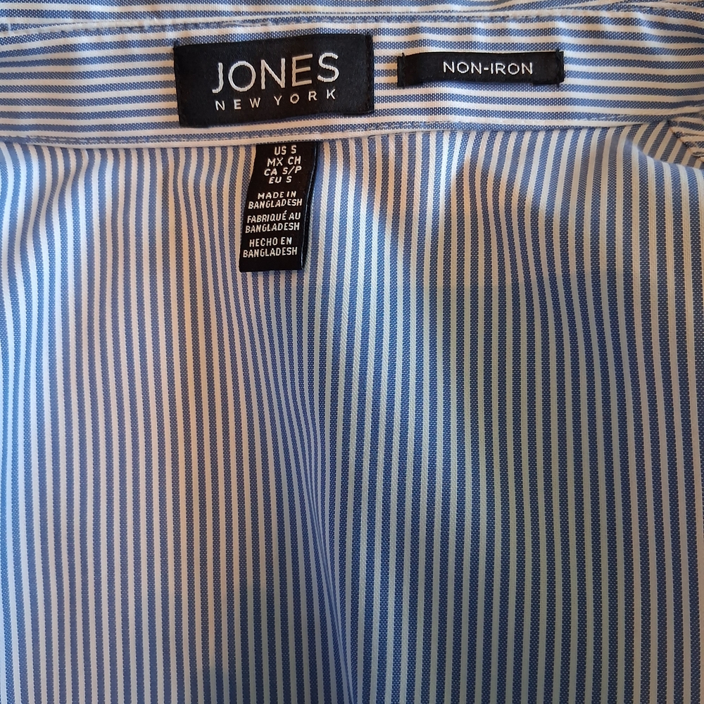 Jones New York Women's Blue Pinstripe Button-Down Shirt - Picture 3 of 5